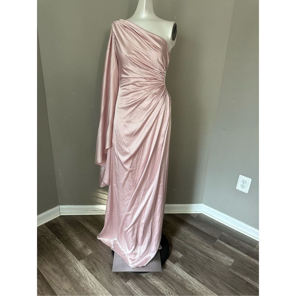 MAC DUGGAL ONE SHOULDER BELL SLEEVE DRAPED GOWN - Picture 4 of 13
